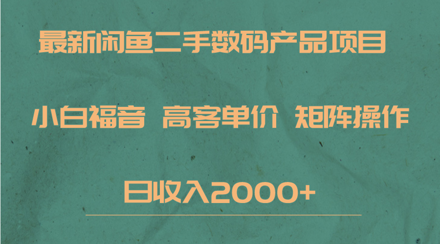 最新闲鱼二手数码赛道，小白福音，高客单价，矩阵操作，日收入2000+-甘南项目网