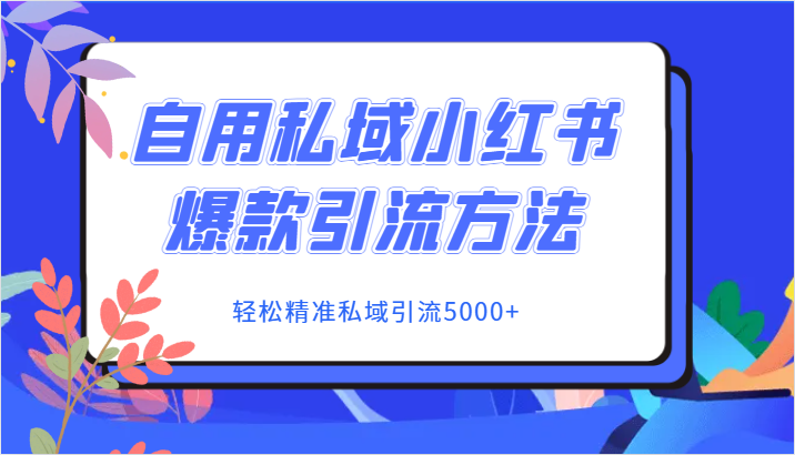 自用私域小红书爆款引流方法，轻松精准私域引流5000+-甘南项目网