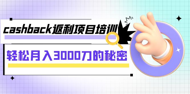 cashback返利项目培训：轻松月入3000刀的秘密（8节课）-甘南项目网