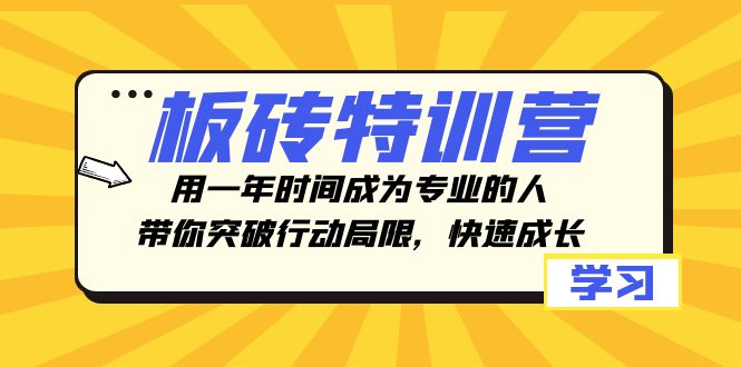 板砖特训营，用一年时间成为专业的人，带你突破行动局限，快速成长-甘南项目网