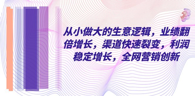 从小做大的生意逻辑，业绩翻倍增长，渠道快速裂变，利润稳定增长，全网营销创新-甘南项目网