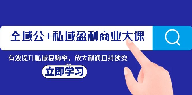 全域公+私域盈利商业大课，有效提升私域复购率，放大利润且持续变现-甘南项目网