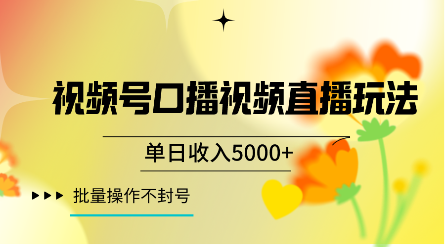 视频号口播视频直播玩法单日收入5000+，一种可以单号持续操作的玩法-甘南项目网