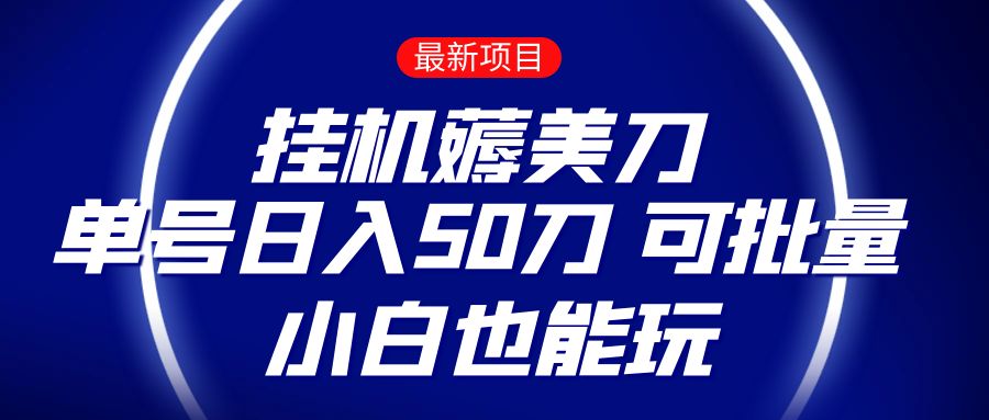 薅羊毛项目  零投入挂机薅美刀    单号日入50刀  可批量  小白也能玩-甘南项目网