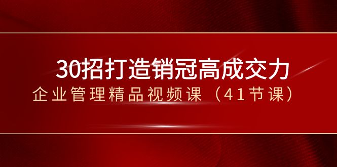 30招打造销冠高成交力-企业管理精品视频课（41节课）-甘南项目网