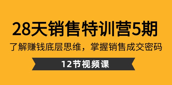 28天销售特训营5期：了解赚钱底层思维，掌握销售成交密码（12节课）-甘南项目网