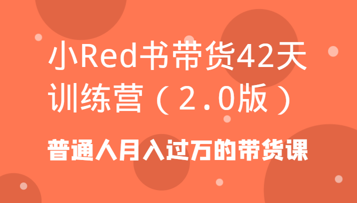 小Red书带货42天训练营（2.0版）普通人月入过万的带货课-甘南项目网