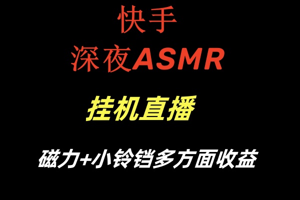 快手深夜ASMR挂机直播磁力+小铃铛多方面收益-甘南项目网