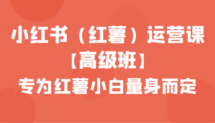 小红书（红薯）运营课【高级班】，专为红薯小白量身而定（42节课）-甘南项目网