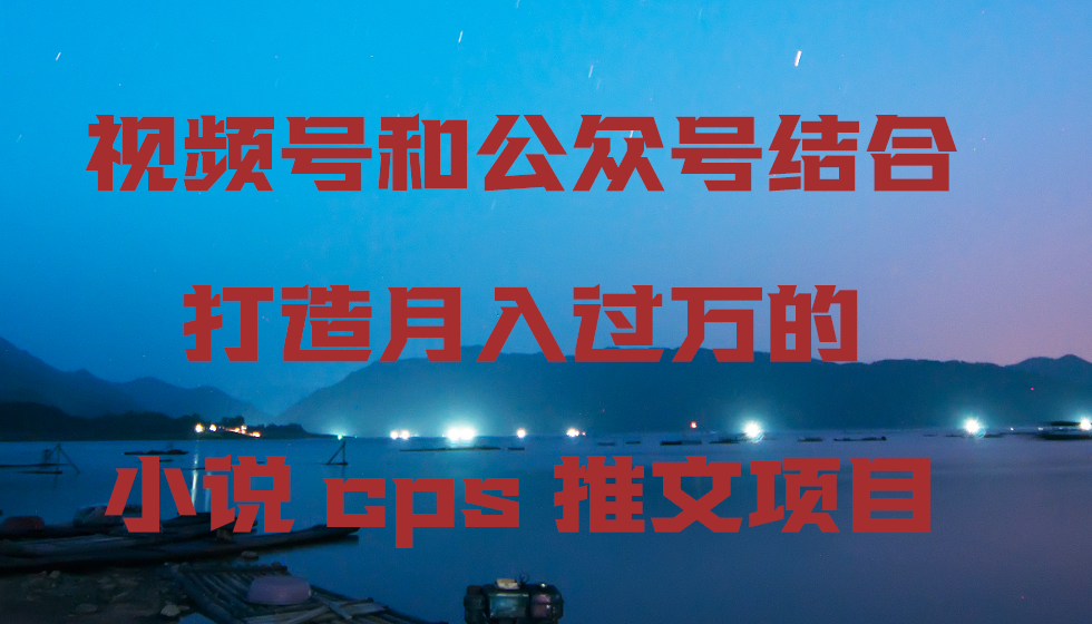 视频号和公众号结合打造月入过万的小说cps推文项目，包括市面上面的各种思路详解-甘南项目网