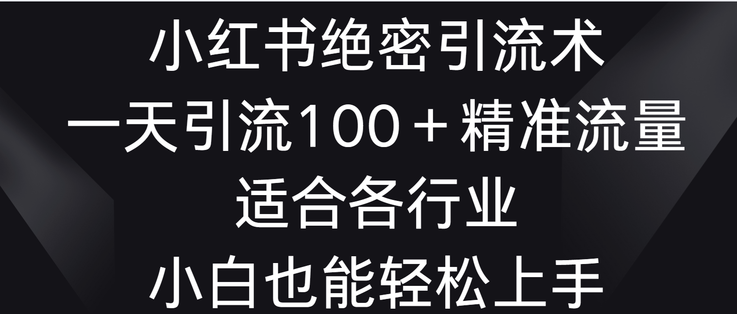 小红书绝密引流术，一天引流100＋精准流量，适合各个行业，小白也能轻松上手-甘南项目网