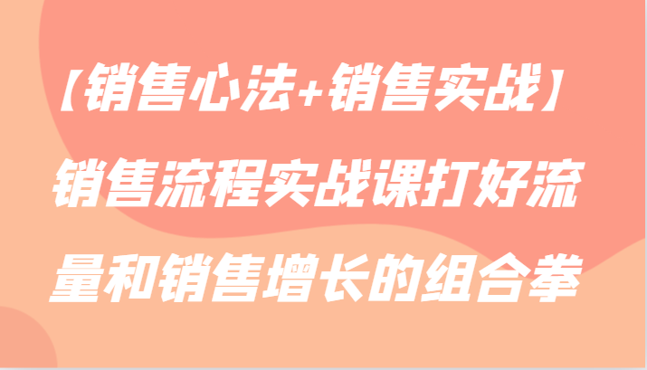 【销售心法+销售实战】销售流程实战课打好流量和销售增长的组合拳-甘南项目网