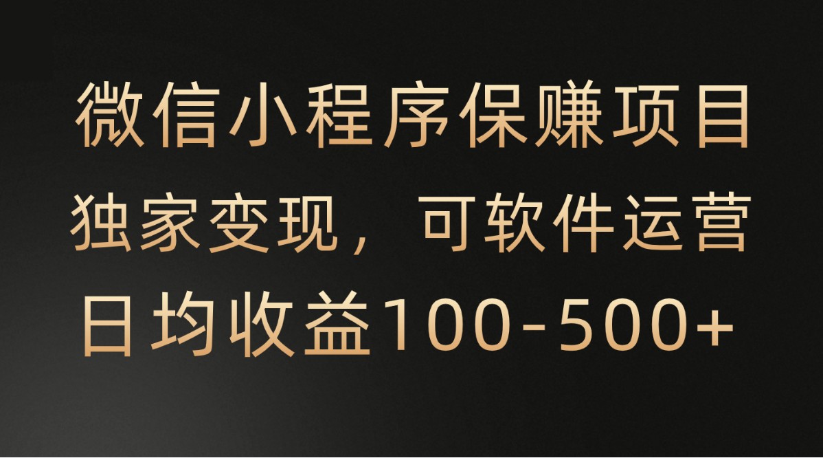 微信小程序，腾讯保赚项目，可软件自动运营，日均100-500+收益有保障-甘南项目网