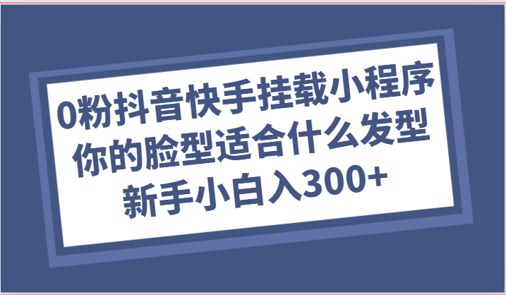 0粉抖音快手挂载小程序，你的脸型适合什么发型玩法，新手小白日入300+-甘南项目网