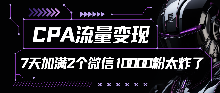 CPA流量变现，7天加满两个微信10000粉-甘南项目网