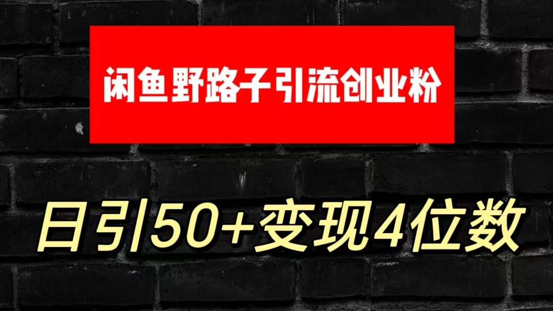 大眼闲鱼野路子引流创业粉，日引50+单日变现四位数-甘南项目网