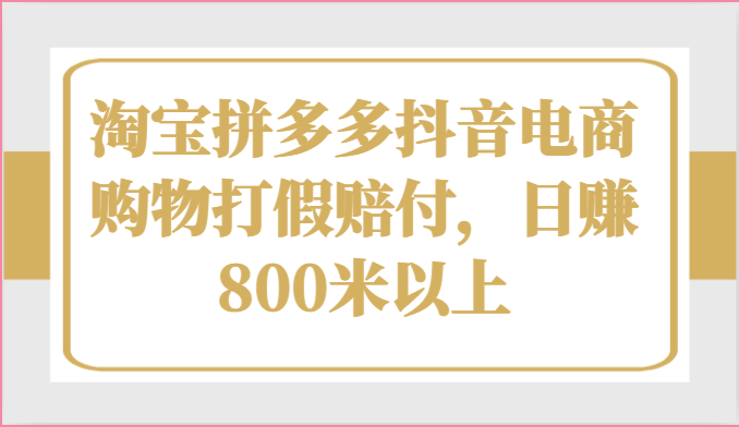 淘宝拼多多抖音电商购物打假赔付，日赚800米以上-甘南项目网