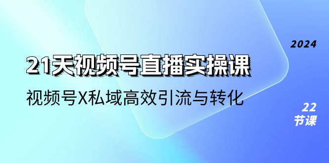 21天视频号直播实操课，视频号X私域高效引流与转化（22节课）-甘南项目网