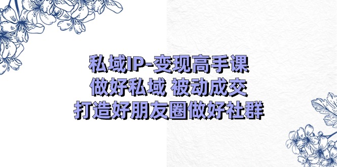 私域IP变现高手课：做好私域被动成交，打造好朋友圈做好社群（18节）-甘南项目网