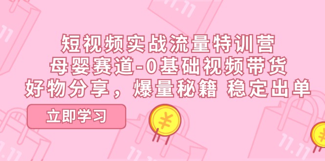 短视频实战流量特训营，母婴赛道-0基础带货，好物分享，爆量秘籍 稳定出单-甘南项目网