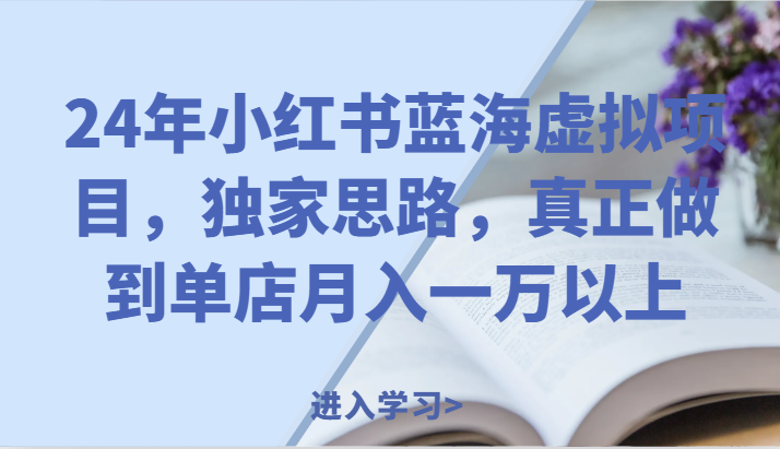 24年小红书蓝海虚拟项目，独家思路，真正做到单店月入一万以上。-甘南项目网