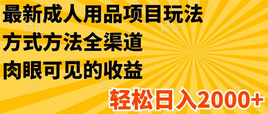 最新成人用品项目玩法，方式方法全渠道，肉眼可见的收益，轻松日入2000+-甘南项目网