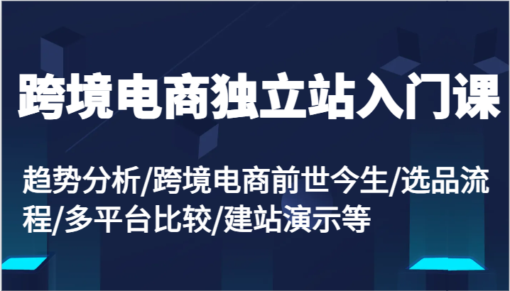 跨境电商独立站入门课：趋势分析/跨境电商前世今生/选品流程/多平台比较/建站演示等-甘南项目网