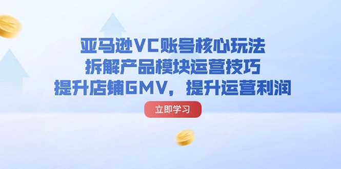 亚马逊VC账号核心玩法，拆解产品模块运营技巧，提升店铺GMV，提升运营利润-甘南项目网